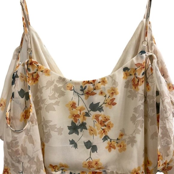 LULU'S *NWT* Maxi Dress Shadow Bloom Cream Floral Print Ruffle Size Medi… - Picture 5 of 5